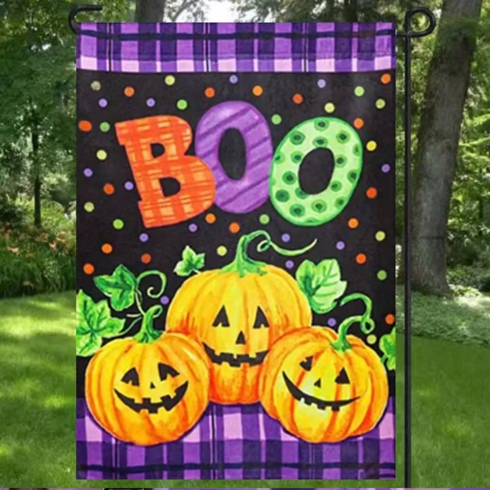 Boo Halloween Spooky Lawn Garden Flag 18x12